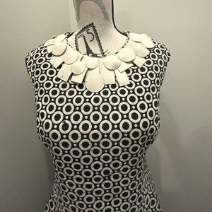 Etcétera Size 4 Dress. Black and cream with circles design.